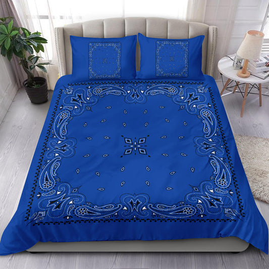 D3 Duvet Cover - Blue Traditional Bandana w Shams