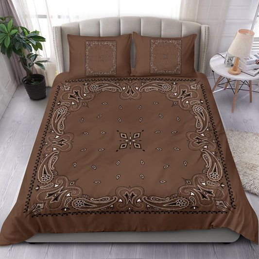D3 Duvet Set - Brown Traditional Bandana w Shams