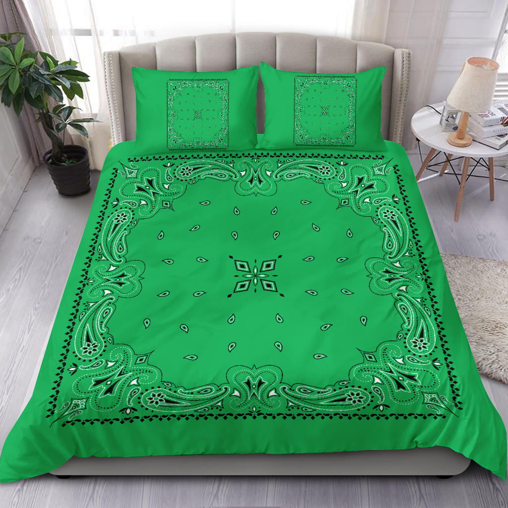 D3 Duvet Set - Traditional Green Bandana w Shams