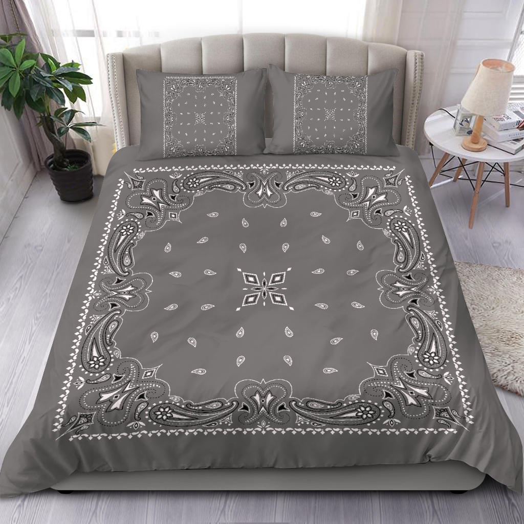 D3 Duvet Set - Traditional Gray Bandana w Shams