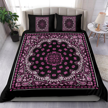 D4 Duvet Set - Black and Pink Bandana w Shams