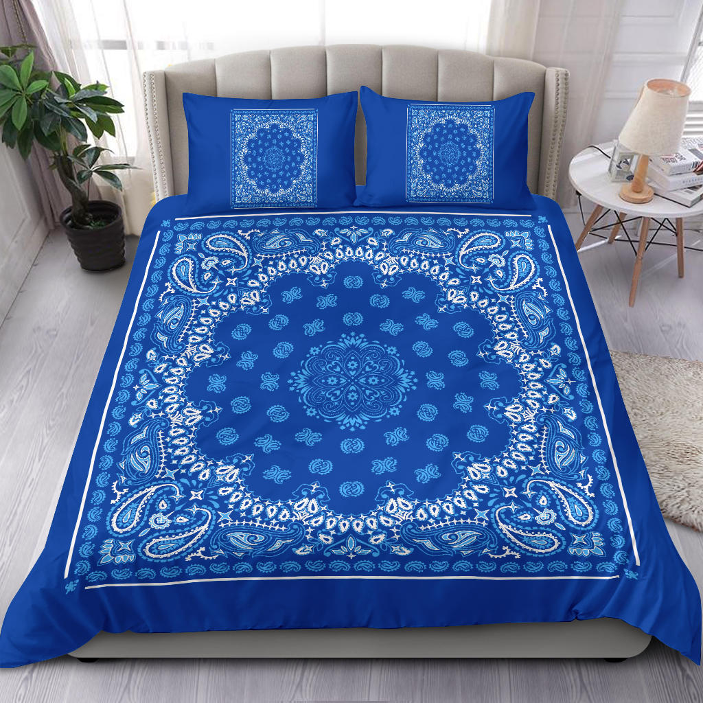 D4 Duvet Set Blue Lt Blue Bandana w Shams