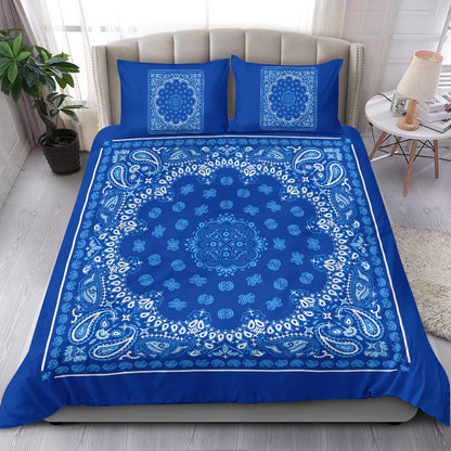 D4 Duvet Set Blue Lt Blue Bandana w Shams