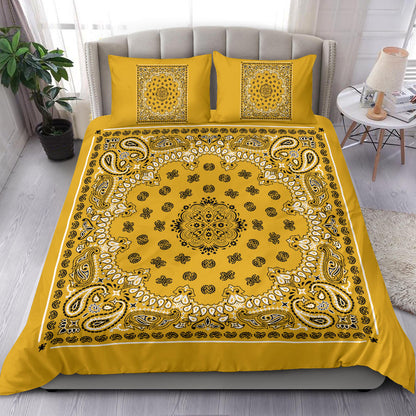D4 Duvet Cover Set - Traditional Gold Bandana w Shams