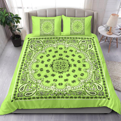 D4 Duvet Cover Set - Traditional Lime Bandana w Shams