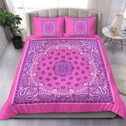 D4 Duvet Cover Set - Pink and Blue Bandana w Shams