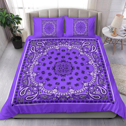 D4 Duvet Cover Set - Traditional Purple Bandana with Shams
