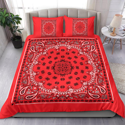 D4 Duvet Cover Set - Traditional Red and Black w Shams