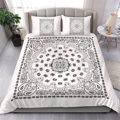 D4 Duvet Cover Set - Traditional White Bandana w Shams