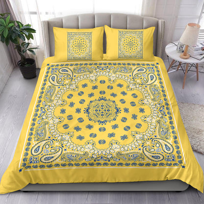 D4 Duvet Cover Set - Yellow and Blue Bandana with Shams