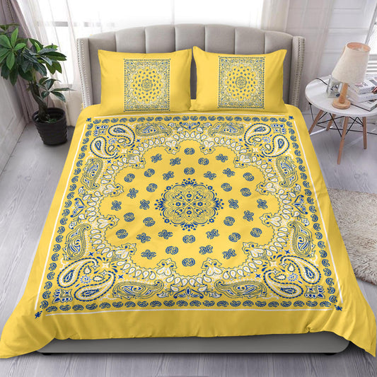 D4 Duvet Cover Set - Yellow and Blue Bandana with Shams
