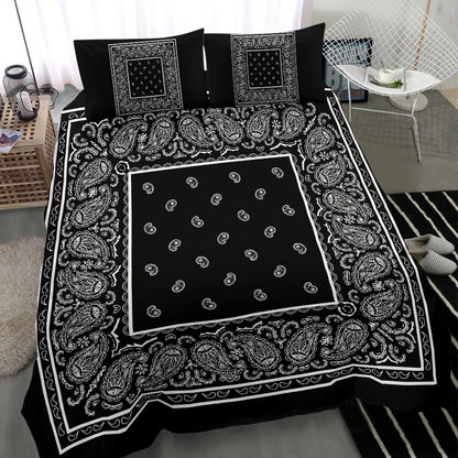 Duvet Cover Set - Black White Bandana