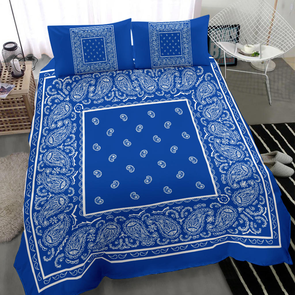 Duvet Cover Set Blue and White Bandana