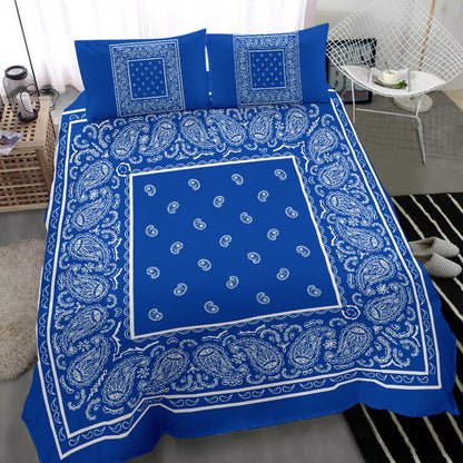 Duvet Cover Set Blue and White Bandana