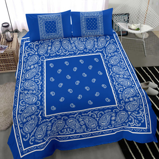 Duvet Cover Set Blue and White Bandana