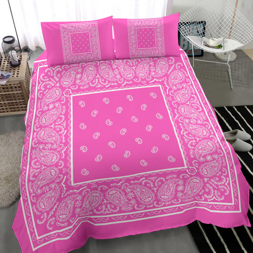 Duvet Cover Set Pink and White Bandana