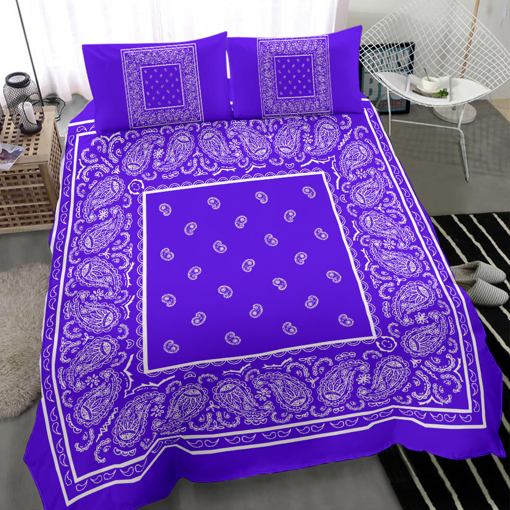 Duvet Cover Set - Violet and White Bandana