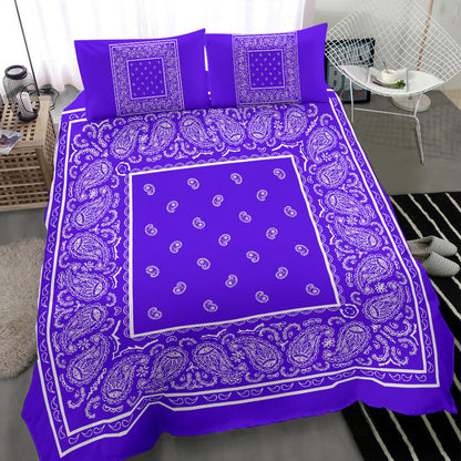 Duvet Cover Set - Violet and White Bandana