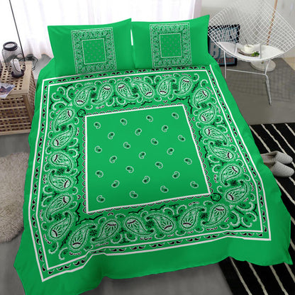 Duvet Cover Set - Green and Black Bandana