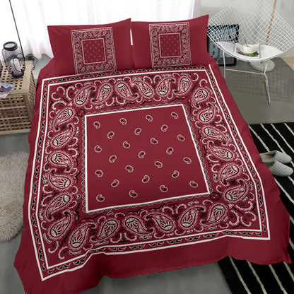 Duvet Cover Set - Traditional Maroon Bandana