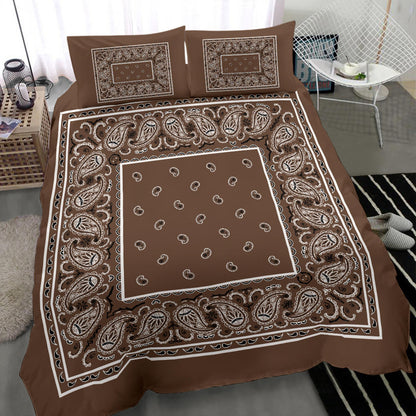 Duvet Set - Coffee Brown Traditional Bandana W Shams