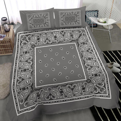 Duvet Set - Gray Traditional Bandana w Shams