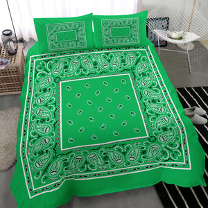 Duvet Set - Green Traditional Bandana w Shams