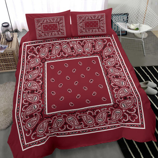 Duvet Set - Maroon Traditional Bandana w Shams