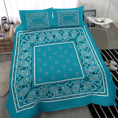 Duvet Set - Teal Traditional Bandana w Shams