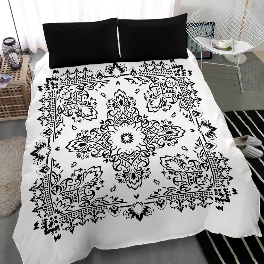 D2 Duvet Set - Black on White Bandana w Shams