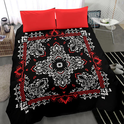 D2 Duvet Set - Black Bandana Red Shams