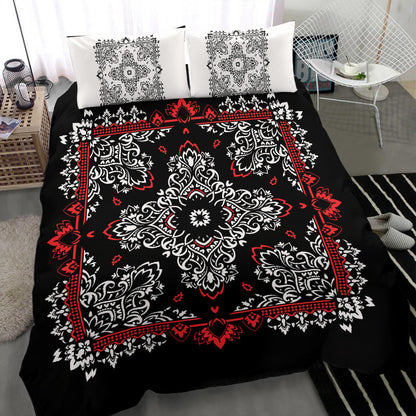 D2 Duvet Set - Black Bandana w White Shams