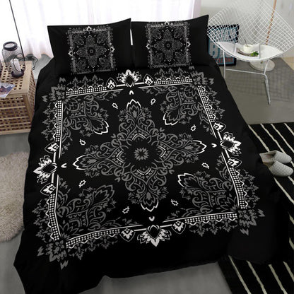D2 Duvet Set - Black Gray Bandana w Matching Shams