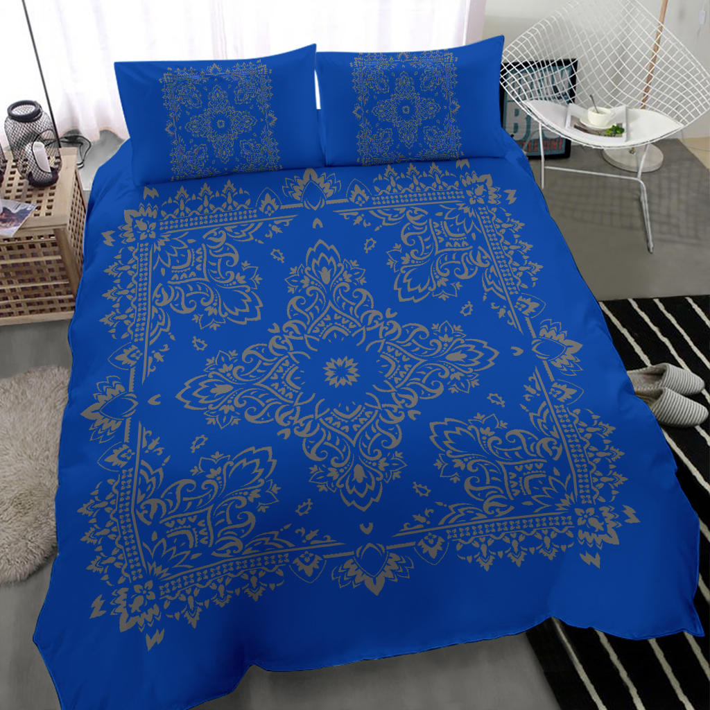 D2 Duvet Set - Blue Gray Bandana w shams