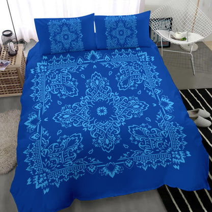 D2 Duvet Cover Set - Blue Lt Blue Bandana w Matching Shams