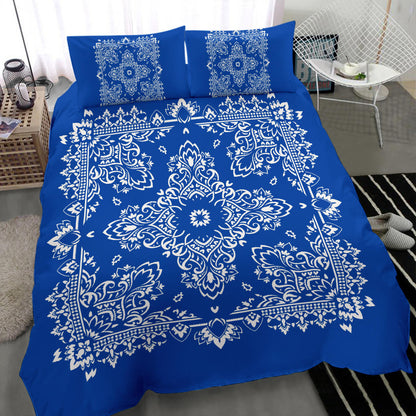 D2 Duvet Cover Set - Blue and White w Shams