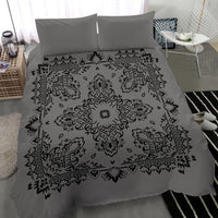 D2 Duvet Set - Gray and Black Bandana with Gray Shams