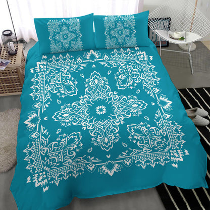 D2 Duvet Cover Set - Teal and White w Shams