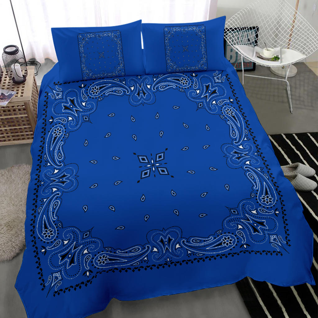 D3 Duvet Cover - Blue Traditional Bandana w Shams