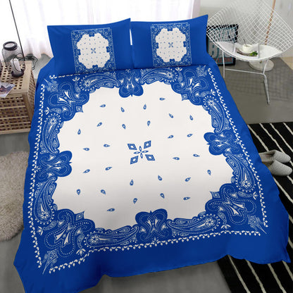 D3 Duvet Set - Blue White Traditional Bandana w Shams