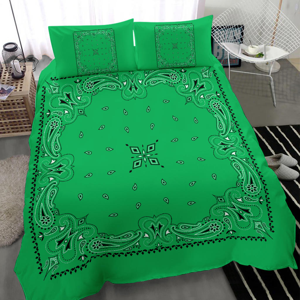 D3 Duvet Set - Traditional Green Bandana w Shams