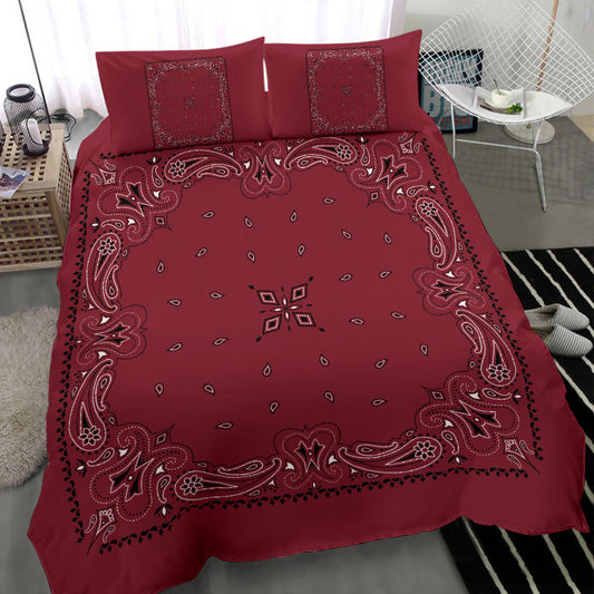 D3 Duvet Set - Traditional Maroon Bandana w Shams