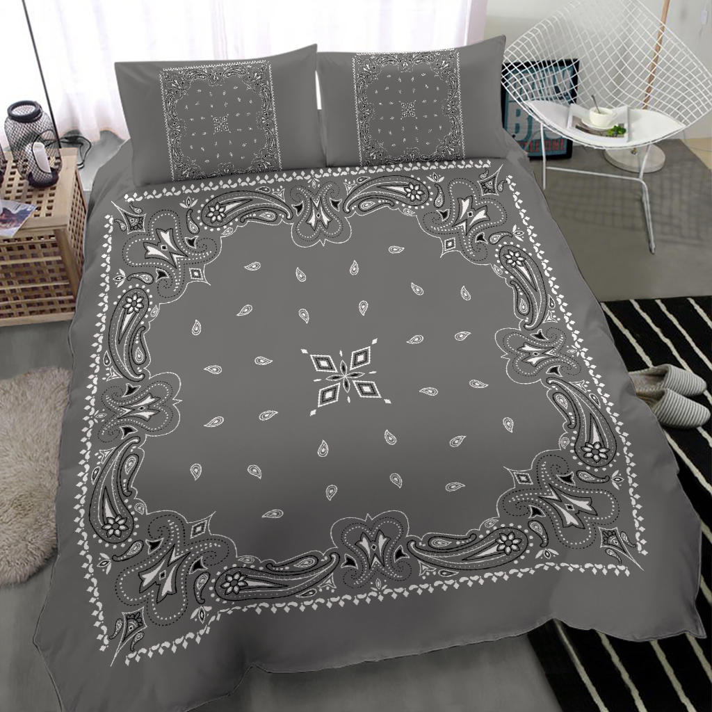 D3 Duvet Set - Traditional Gray Bandana w Shams