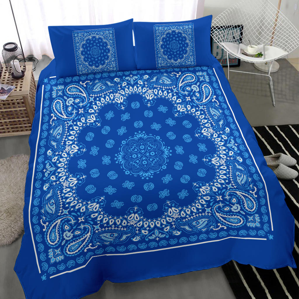 D4 Duvet Set Blue Lt Blue Bandana w Shams