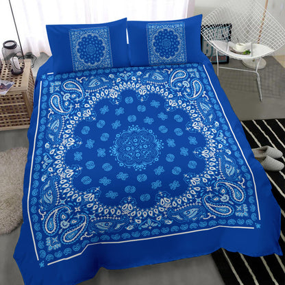 D4 Duvet Set Blue Lt Blue Bandana w Shams
