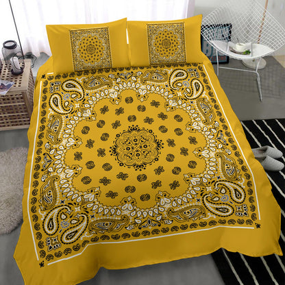 D4 Duvet Cover Set - Traditional Gold Bandana w Shams