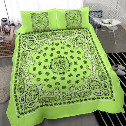 D4 Duvet Cover Set - Traditional Lime Bandana w Shams