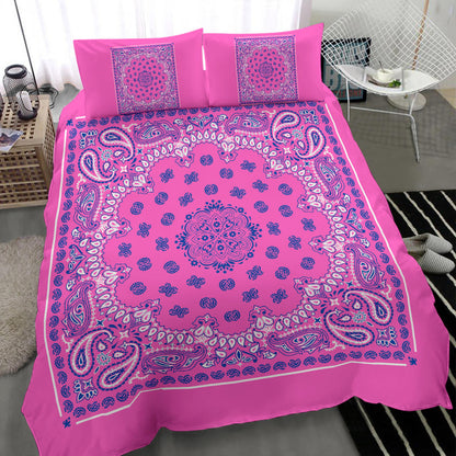 D4 Duvet Cover Set - Pink and Blue Bandana w Shams