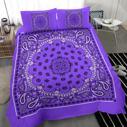 D4 Duvet Cover Set - Traditional Purple Bandana with Shams