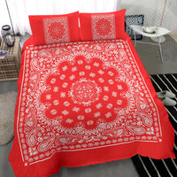 D4 Duvet Cover Set - Red and White Bandana w Shams